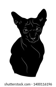 Cat silhouette vector, white background, cat portrait