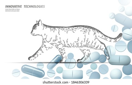 Cat silhouette veterinary pharmacy banner template. Analysis microscope virus infection. Vet care medical help. Vet hospital doctor online logo vector illustration