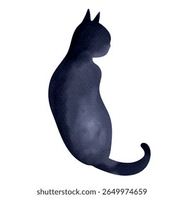 Cat silhouette. Watercolor style. Perfect for magical and whimsical designs