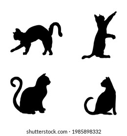 Cat silhouettes, animal vector art