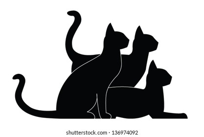 Cat silhouettes composition