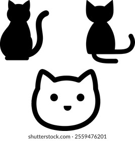 cat silhouettes in different poses. cute cartoon cats and funny pet animals. minimal cat drawings and doodle vector set.