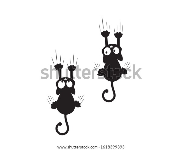 猫のシルエット 壁に落ちる猫のイラスト 猫漫画のキャラクター ミニマリズムのアートワーク 漫画の楽しいイラスト 壁画 壁画 壁画 のベクター画像素材 ロイヤリティフリー