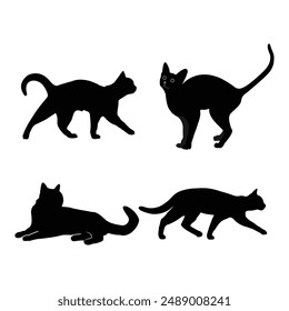a cat silhouettes hand drawing illustration