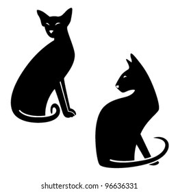 Cat silhouettes, isolated on white background. Vector illustration.