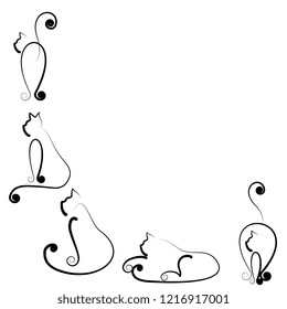 cat silhouettes, on a white