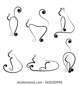cat silhouettes, on a white