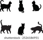 Cat silhouettes on white background