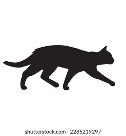 siluetas de gato sobre fondo blanco. Ilustración vectorial. gato aislado