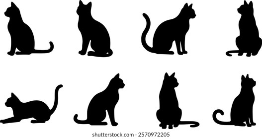 A cat silhouettes pet animals graphics set