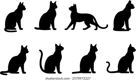 A cat silhouettes pet animals graphics set