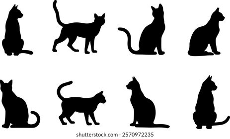 A cat silhouettes pet animals graphics set