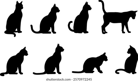 A cat silhouettes pet animals graphics set