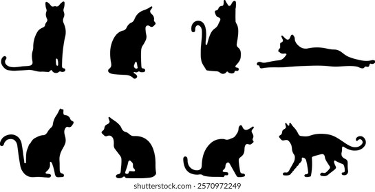 A cat silhouettes pet animals graphics set