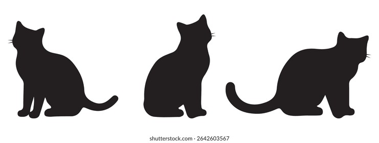 Cat silhouettes set. Cat silhouettes in various pose.