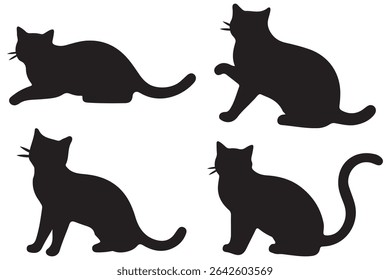 Cat silhouettes set. Cat silhouettes in various pose.