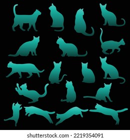 Cat silhouettes set vector Illustration Eps10
