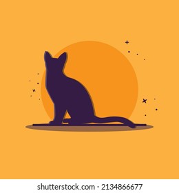 Cat Sillhouette Cartoon Design Vector