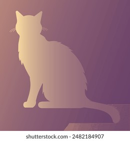 Cat sillhouette moody purple violet icon gradient