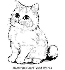 Cat simple black white siple vector