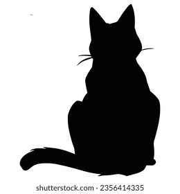 Cat simple black white vector