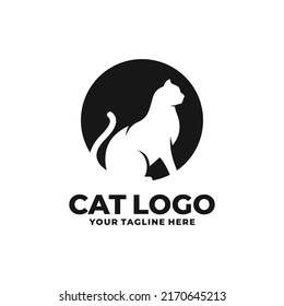Cat simple flat logo vector