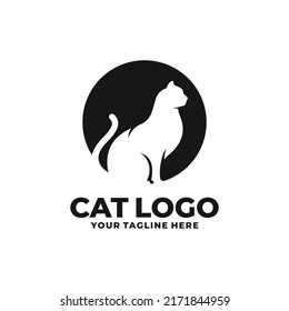 Cat simple flat logo vector