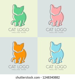 Cat simple line logo