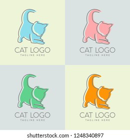 Cat simple line logo
