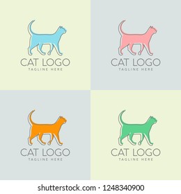 Cat simple line logo