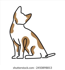 Cat Simple White Brown Fun Cartoon Doodle Line Clip Art