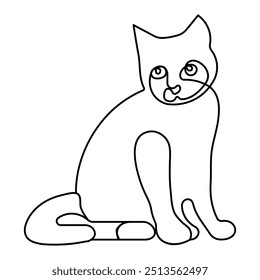 Cat  single line art, continuous one line drawing of  Isolated outline vector icon 

