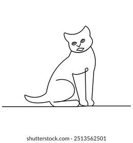 Arte de una sola línea del gato, dibujo continuo de una línea del icono aislado del Vector del contorno 

