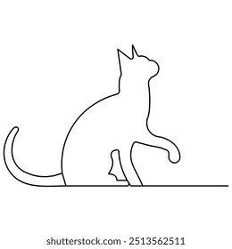 Arte de una sola línea del gato, dibujo continuo de una línea del icono aislado del Vector del contorno 

