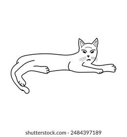 cat single line art drawing vector