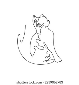 Cat single line art. Cat vector illustration