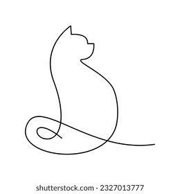 Cat single Line icon design illustration template