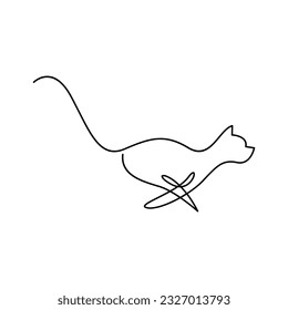 Cat single Line icon design illustration template