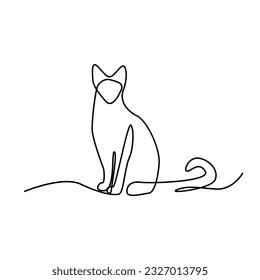 Cat single Line icon design illustration template