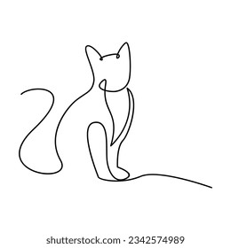 Cat single Line icon design illustration template