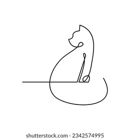 Cat single Line icon design illustration template