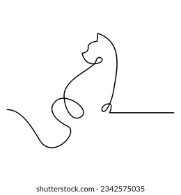 Cat single Line icon design illustration template