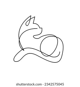 Cat single Line icon design illustration template