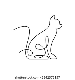 Cat single Line icon design illustration template