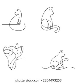 Cat single Line icon design illustration template