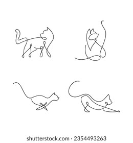 Cat single Line icon design illustration template