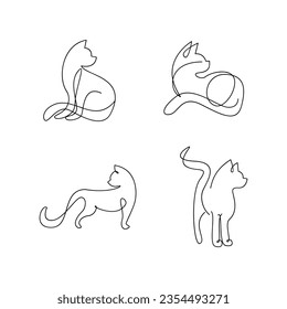 Cat single Line icon design illustration template