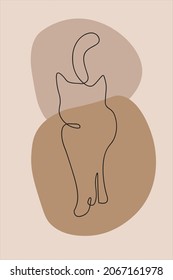 Cat Single Line Minimalist Design. Simple Home Decoration.