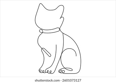 Cat single line and out line vector icon

