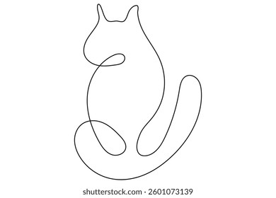 Cat single line and out line vector icon

